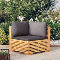 Thumbnail for Garten-Ecksofa mit Dunkelgrauen Kissen Massivholz Teak
