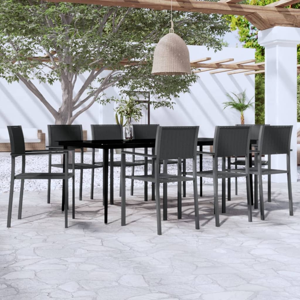 9-tlg. Garten-Essgruppe Schwarz