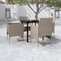 Thumbnail for 5-tlg. Garten-Essgruppe mit Kissen Beige und Schwarz