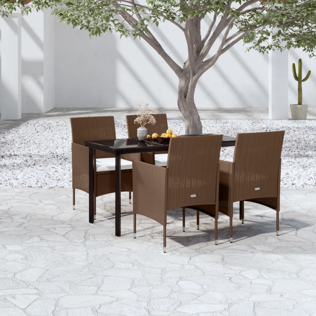 5-tlg. Garten-Essgruppe mit Kissen Braun und Schwarz