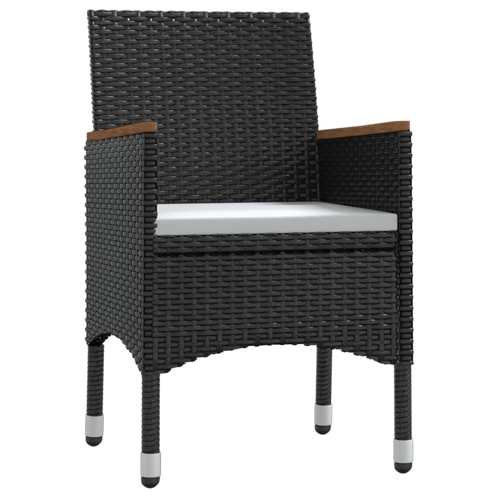 3-tlg. Garten-Essgruppe mit Auflagen Schwarz