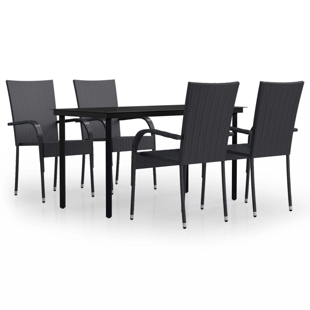 5-tlg. Garten-Essgruppe Schwarz