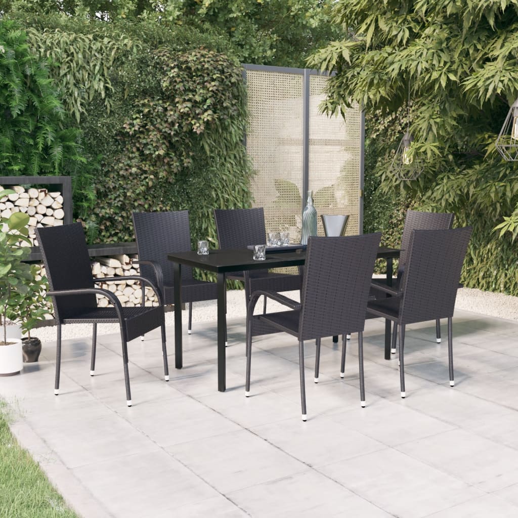 7-tlg. Garten-Essgruppe Schwarz