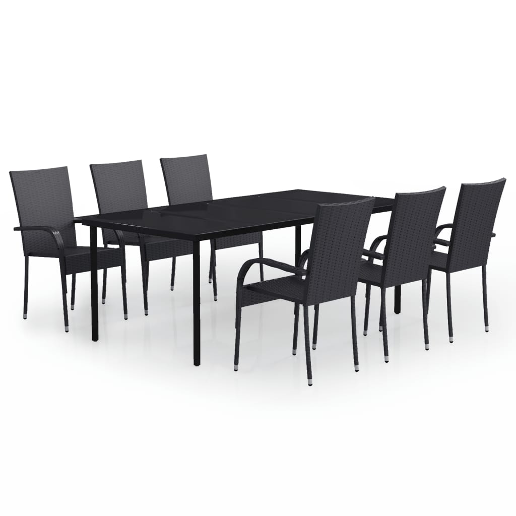 7-tlg. Garten-Essgruppe Schwarz