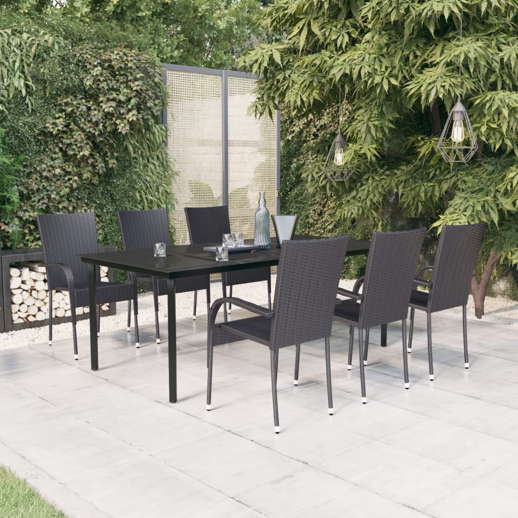 7-tlg. Garten-Essgruppe Schwarz
