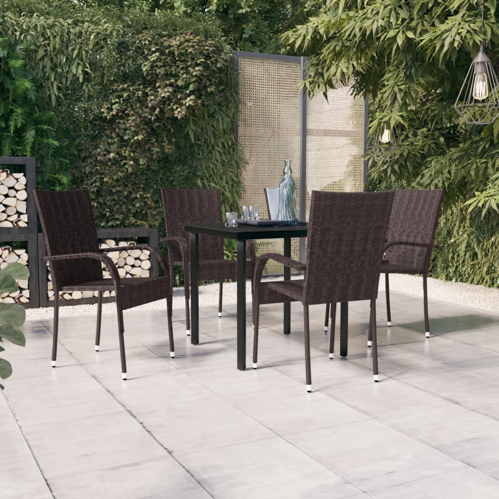 5-tlg. Garten-Essgruppe Braun und Schwarz