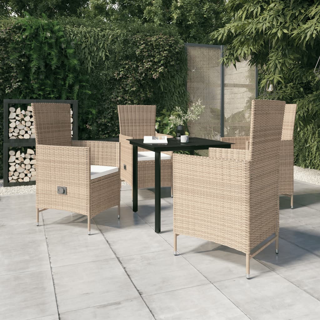 5-tlg. Garten-Essgruppe mit Kissen Beige