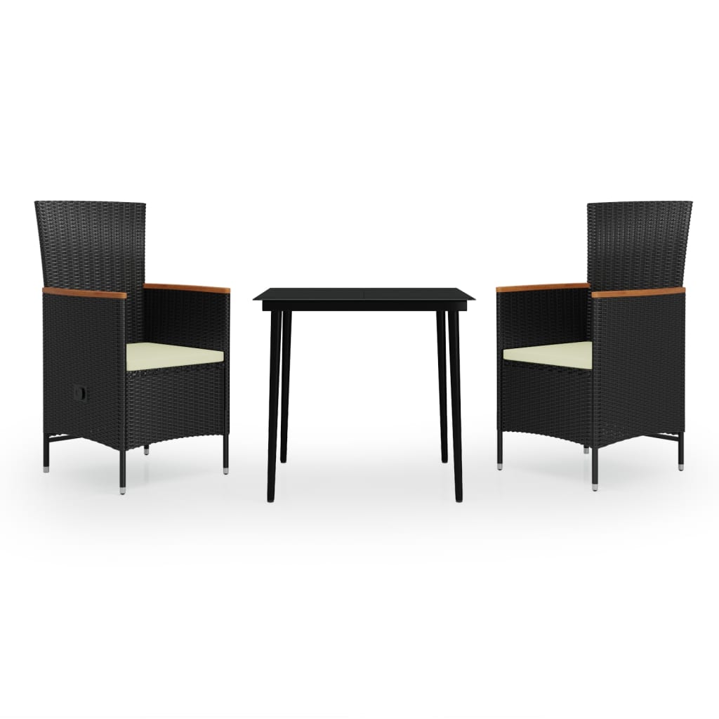 3-tlg. Garten-Essgruppe mit Kissen Schwarz