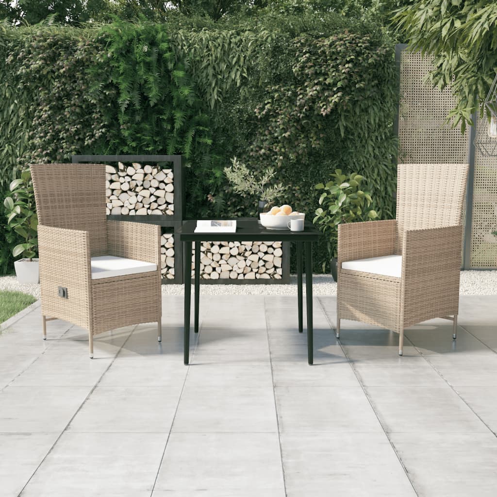 3-tlg. Garten-Essgruppe mit Kissen Beige