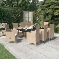 Thumbnail for 9-tlg. Garten-Essgruppe mit Auflagen Beige