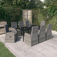 Thumbnail for 9-tlg. Garten-Essgruppe mit Auflagen Grau