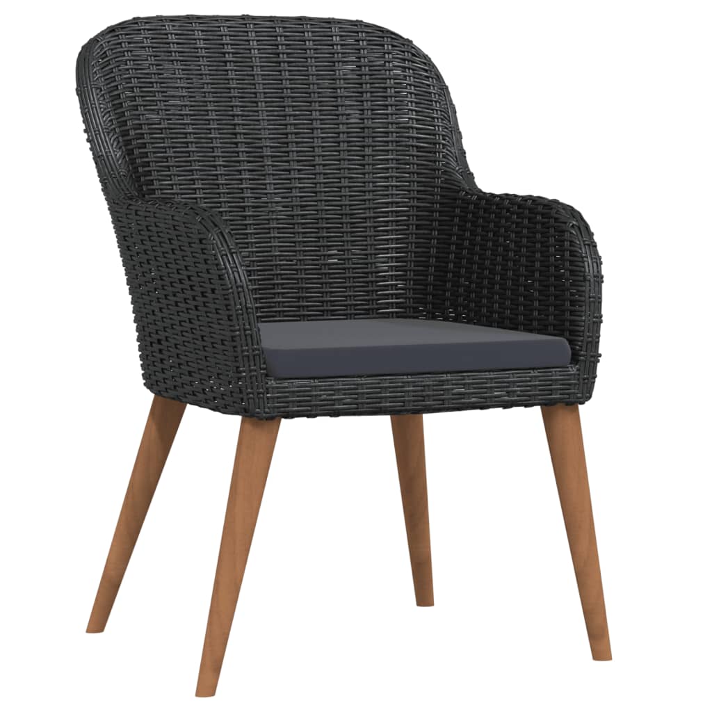 3-tlg. Garten-Essgruppe mit Auflagen Schwarz