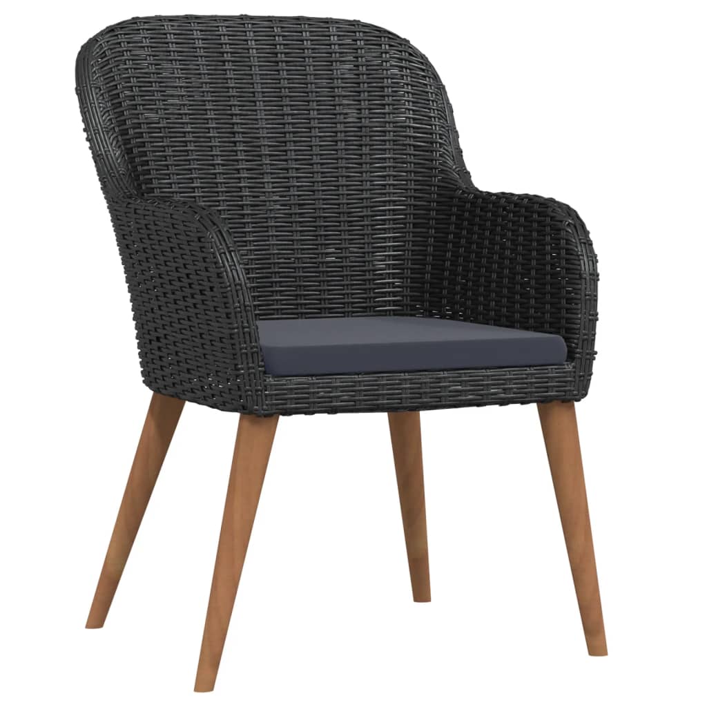 5-tlg. Garten-Essgruppe mit Auflagen Schwarz