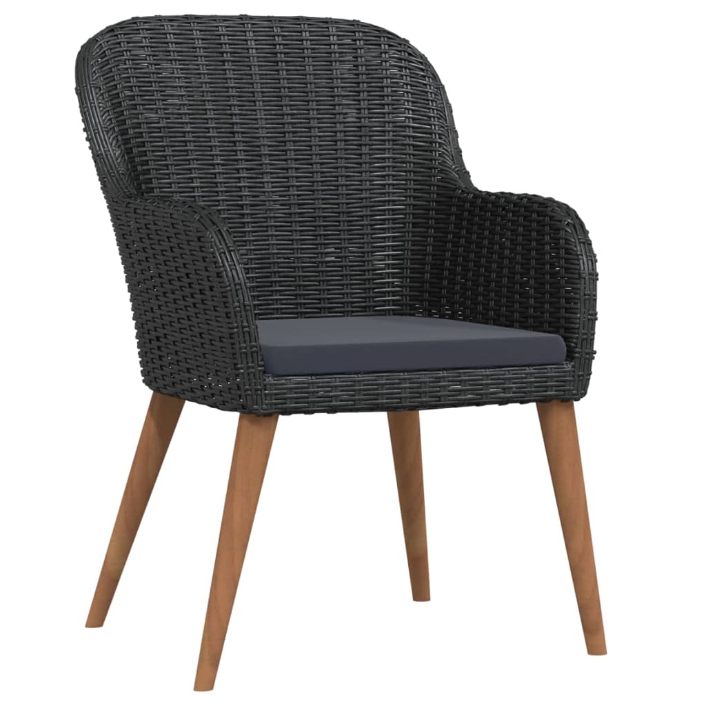 5-tlg. Garten-Essgruppe mit Auflagen Schwarz