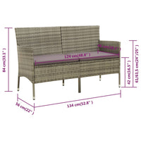 Thumbnail for 3-Sitzer-Gartensofa mit Kissen Grau Poly Rattan