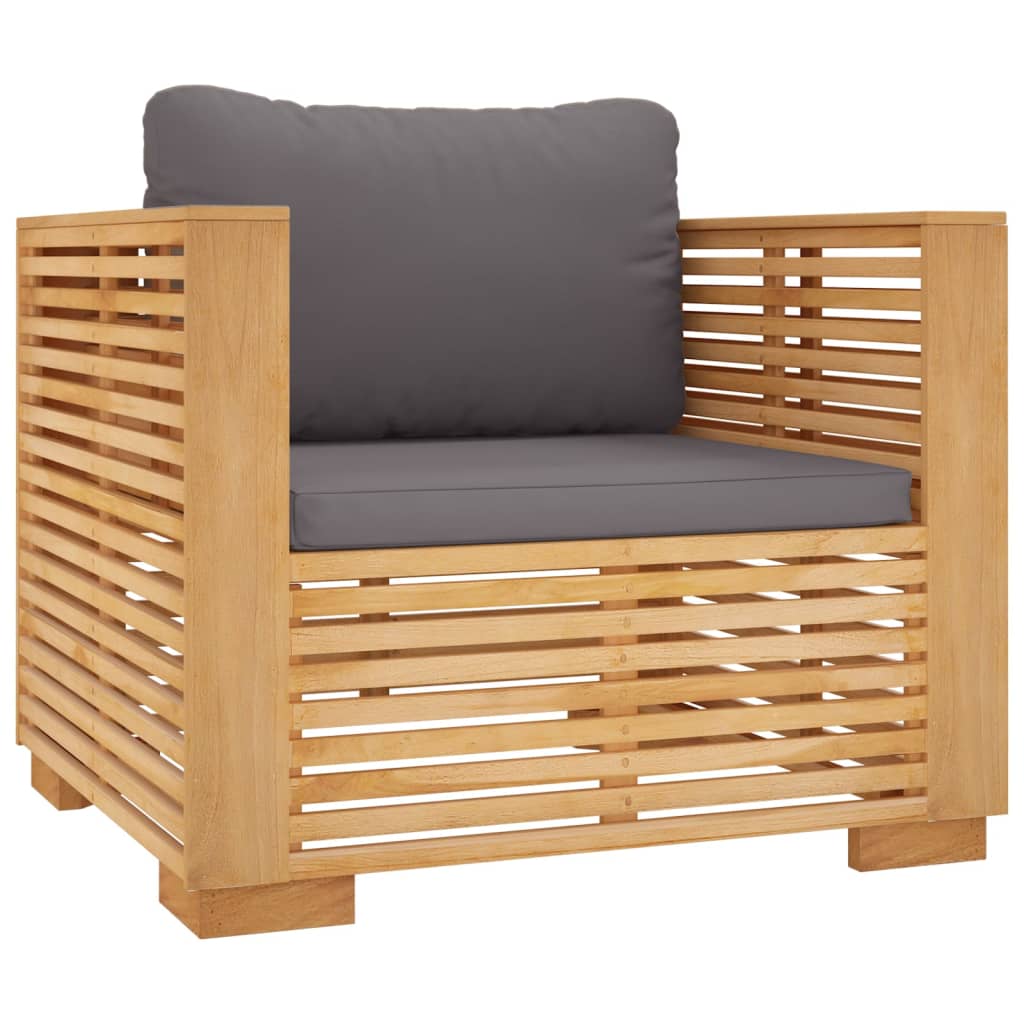 7-tlg. Garten-Lounge-Set mit Kissen Massivholz Teak
