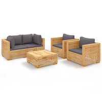 Thumbnail for 5-tlg. Garten-Lounge-Set mit Kissen Massivholz Teak