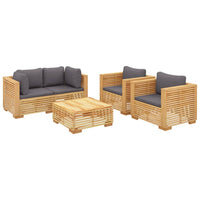 Thumbnail for 5-tlg. Garten-Lounge-Set mit Kissen Massivholz Teak
