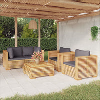 Thumbnail for 5-tlg. Garten-Lounge-Set mit Kissen Massivholz Teak