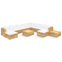 Thumbnail for 12-tlg. Garten-Lounge-Set mit Kissen Massivholz Teak