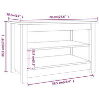 Thumbnail for Schuhbank Grau 70x38x45,5 cm Massivholz Kiefer