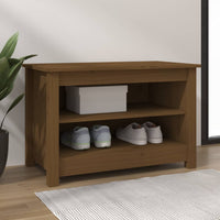 Thumbnail for Schuhbank Honigbraun 70x38x45,5 cm Massivholz Kiefer