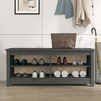 Thumbnail for Schuhbank Grau 110x38x45,5 cm Massivholz Kiefer