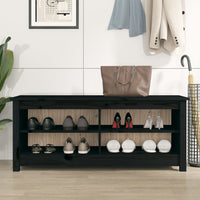 Thumbnail for Schuhbank Schwarz 110x38x45,5 cm Massivholz Kiefer