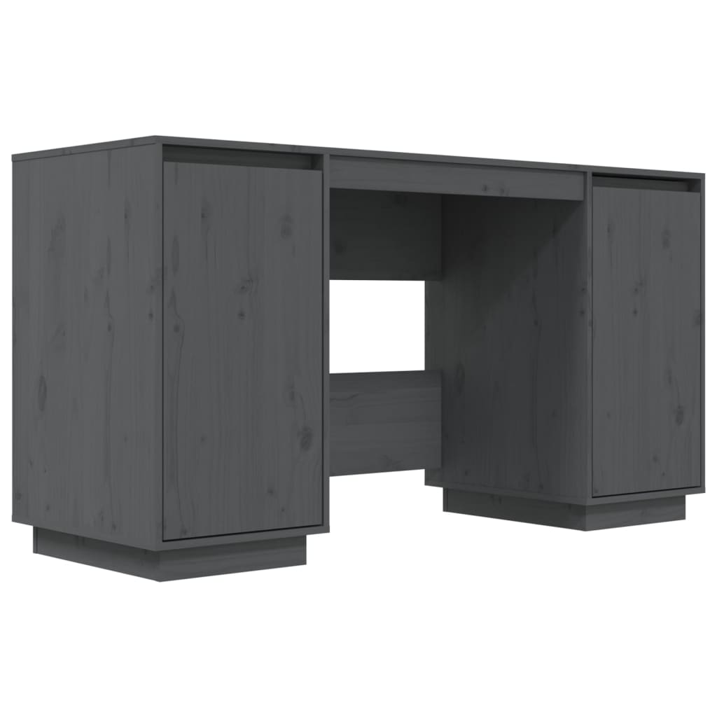 Schreibtisch Grau 140x50x75 cm Massivholz Kiefer