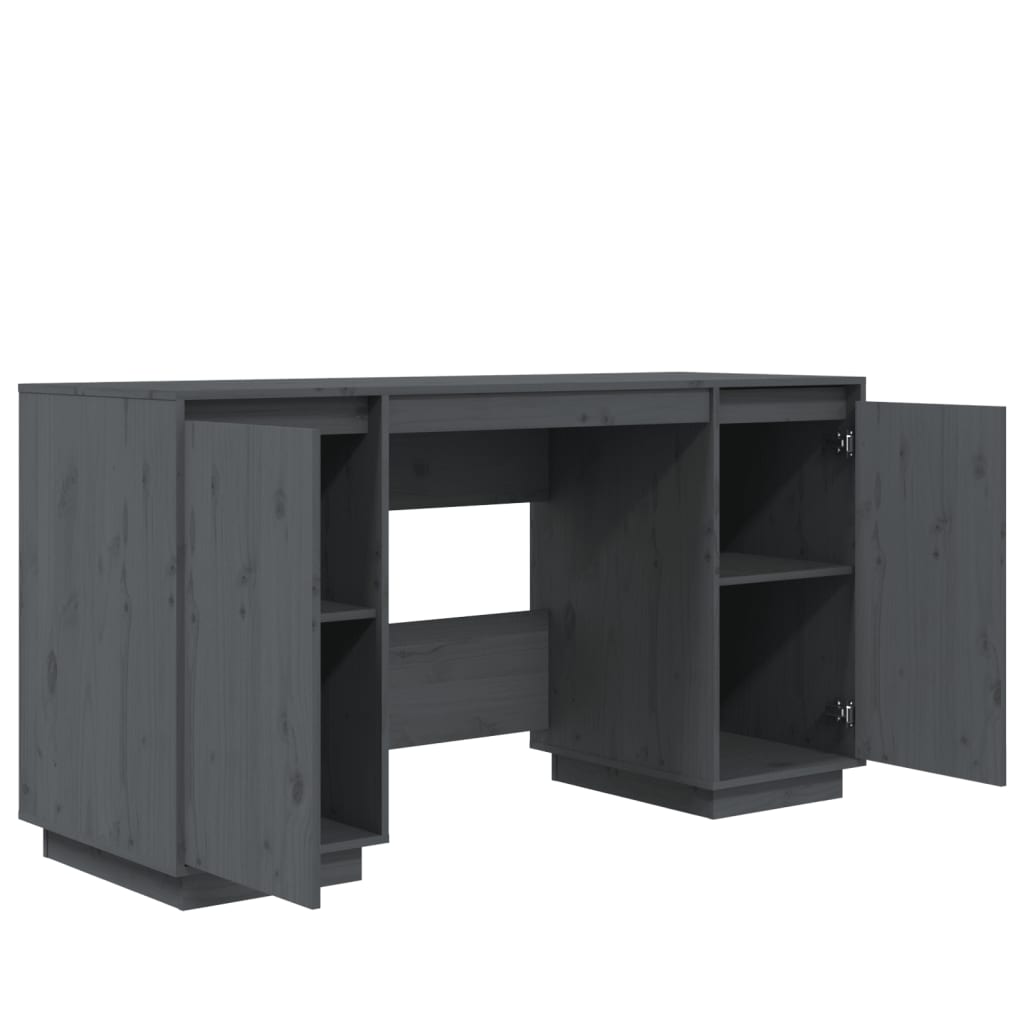 Schreibtisch Grau 140x50x75 cm Massivholz Kiefer