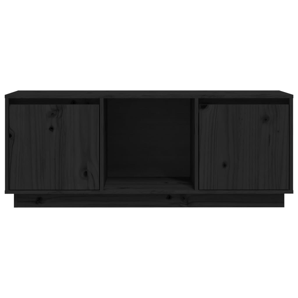 TV-Schrank Schwarz 110,5x35x44 cm Massivholz Kiefer