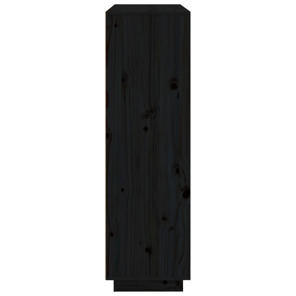 Highboard Schwarz 110,5x35x117 cm Massivholz Kiefer