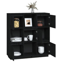 Thumbnail for Highboard Schwarz 110,5x35x117 cm Massivholz Kiefer
