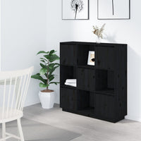 Thumbnail for Highboard Schwarz 110,5x35x117 cm Massivholz Kiefer