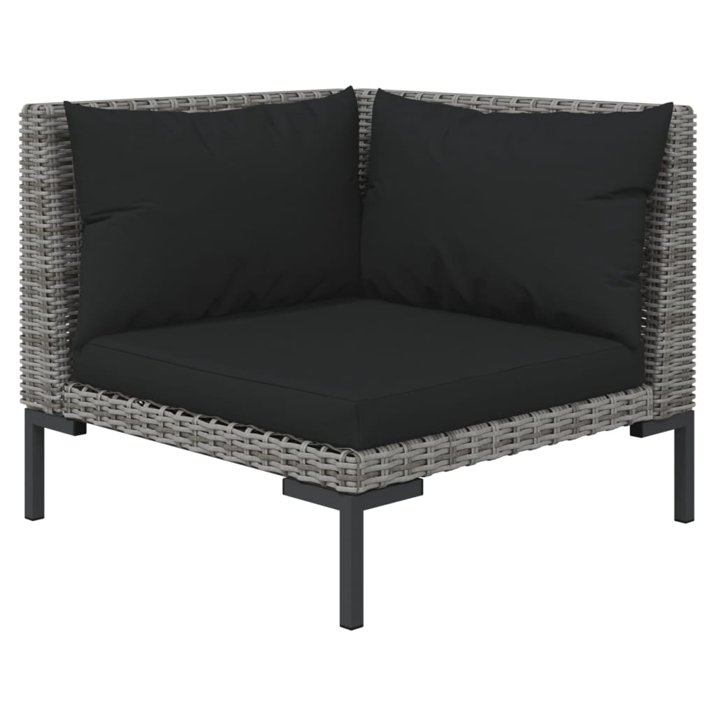 5-tlg. Garten-Lounge-Set mit Auflagen Poly Rattan Dunkelgrau