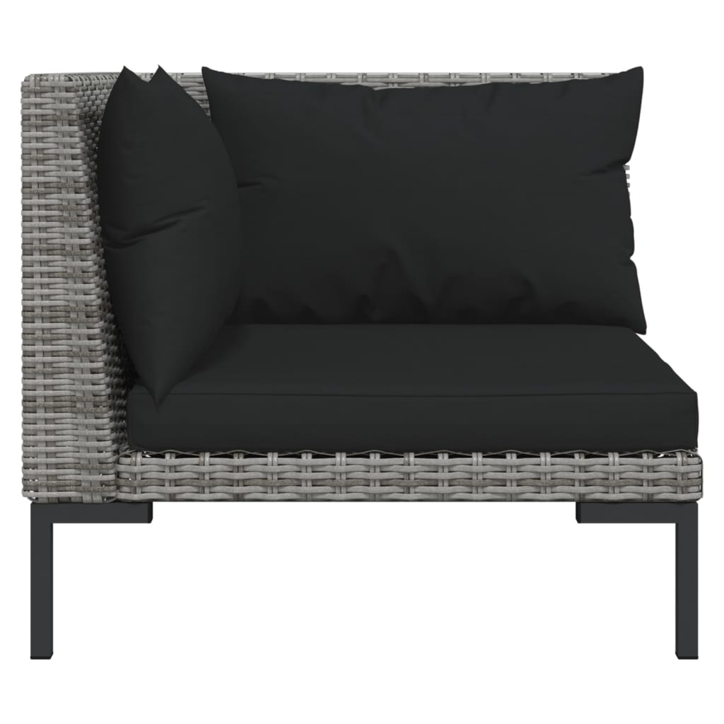 5-tlg. Garten-Lounge-Set mit Auflagen Poly Rattan Dunkelgrau