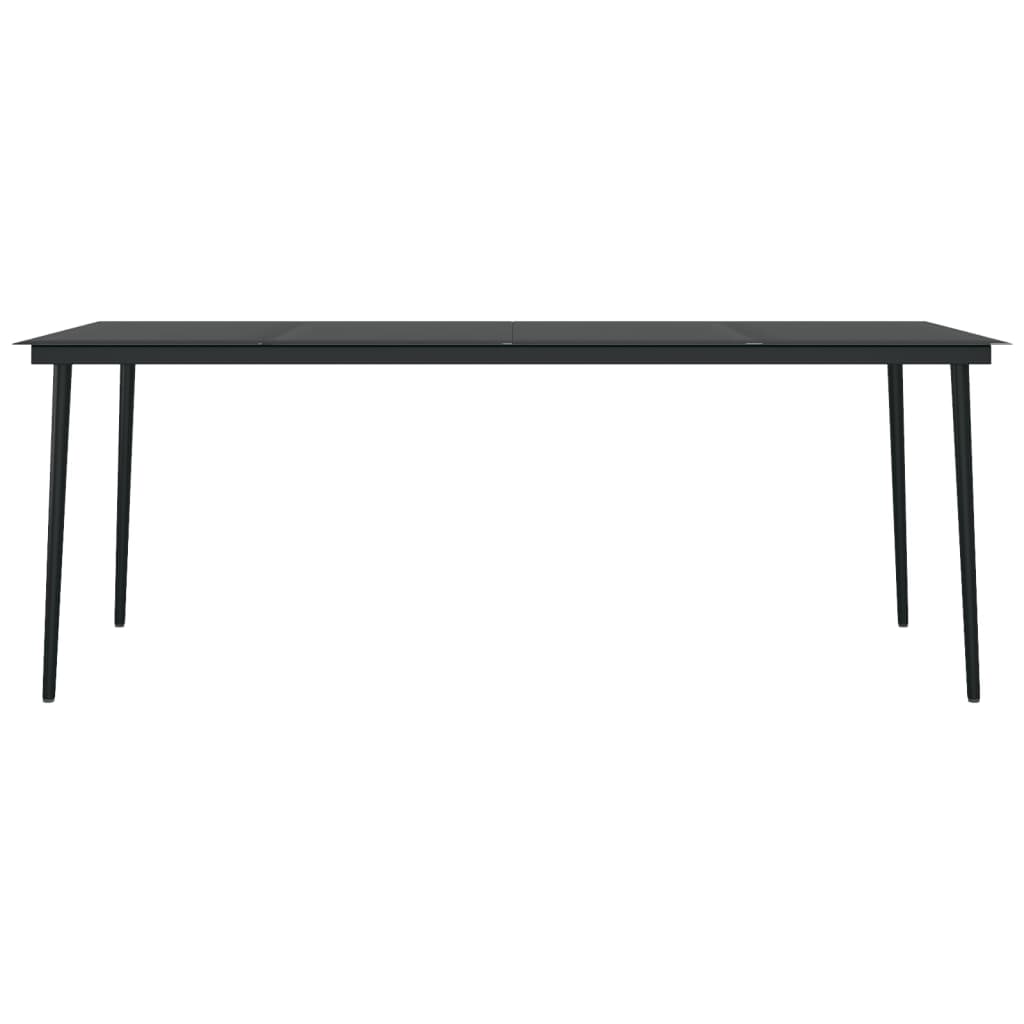 Garten-Esstisch Schwarz 200x100x74 cm Stahl und Glas