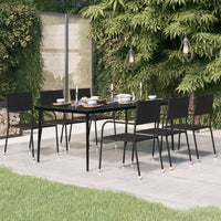 Thumbnail for Garten-Esstisch Schwarz 200x100x74 cm Stahl und Glas