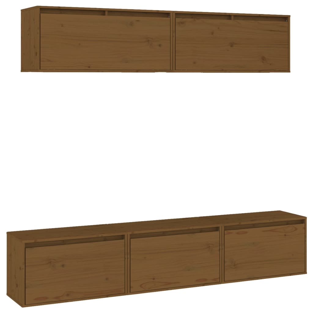 TV-Schränke 5 Stk. Honigbraun Massivholz Kiefer
