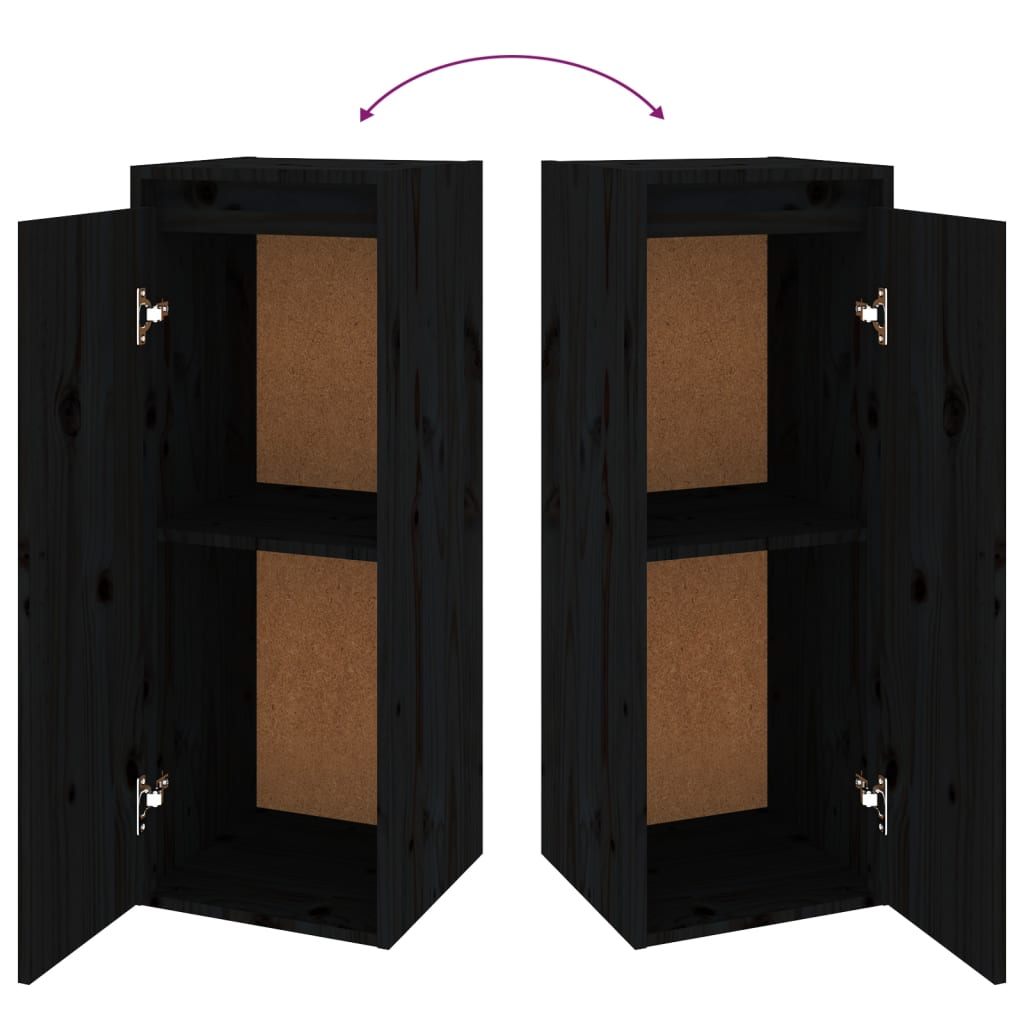 TV-Schränke 4 Stk. Schwarz Massivholz Kiefer