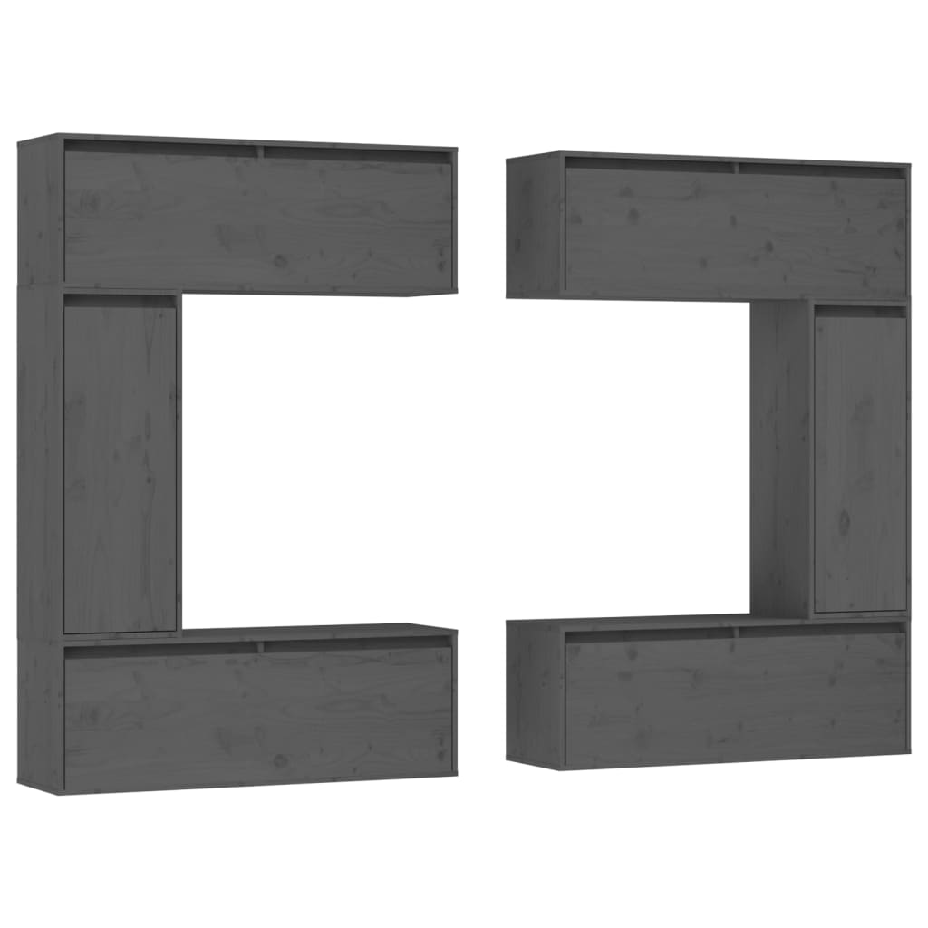 TV-Schränke 6 Stk. Grau Massivholz Kiefer