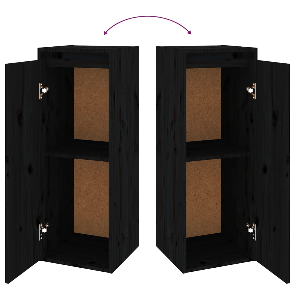 TV-Schränke 4 Stk. Schwarz Massivholz Kiefer