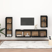 Thumbnail for TV-Schränke 4 Stk. Schwarz Massivholz Kiefer