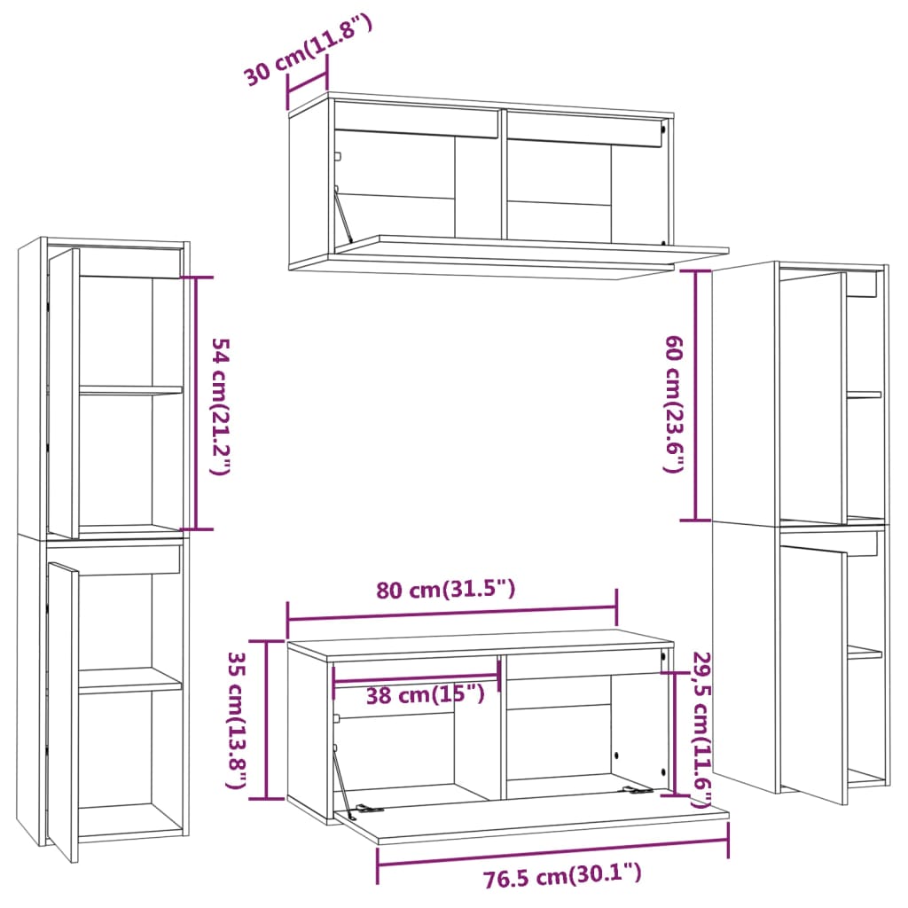 TV-Schränke 6 Stk. Honigbraun Massivholz Kiefer