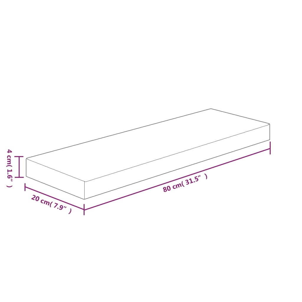 Regalboden 80x20x4 cm Unbehandeltes Massivholz Eiche