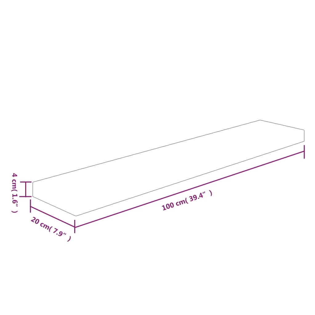 Regalboden 100x20x4 cm Unbehandeltes Massivholz Eiche