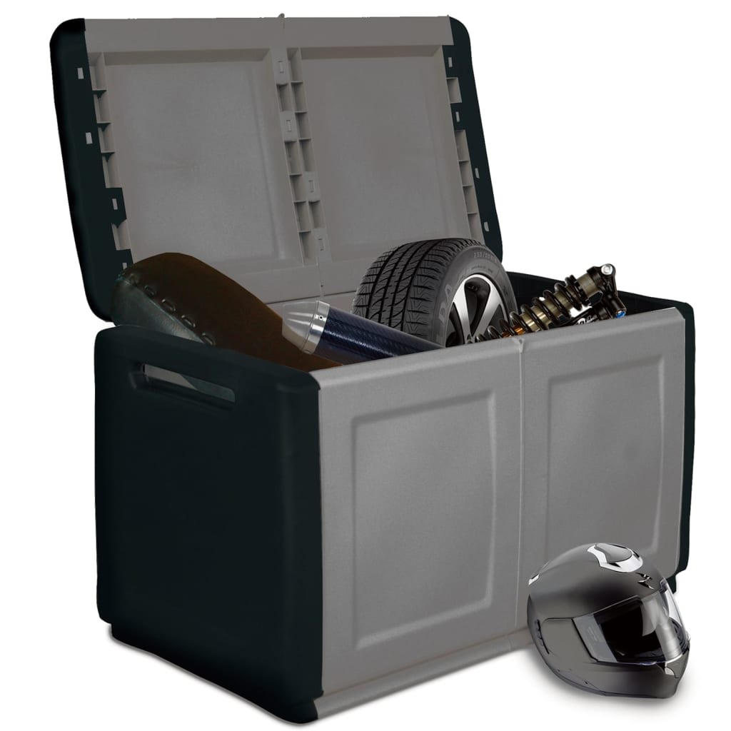 Garten-Aufbewahrungsbox 96x53x57 cm 230 L Dunkelgrau Schwarz