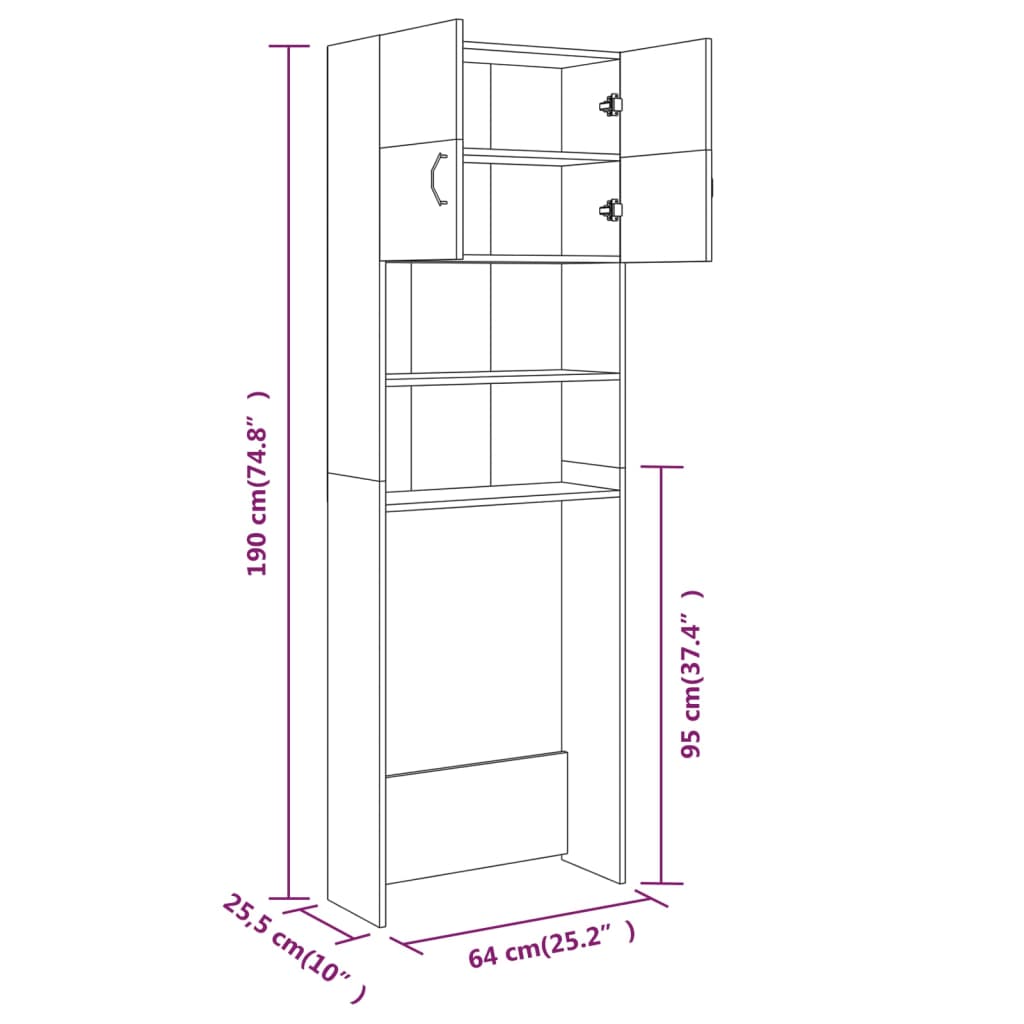 Badezimmerschrank Räuchereiche 64x25,5x190 cm