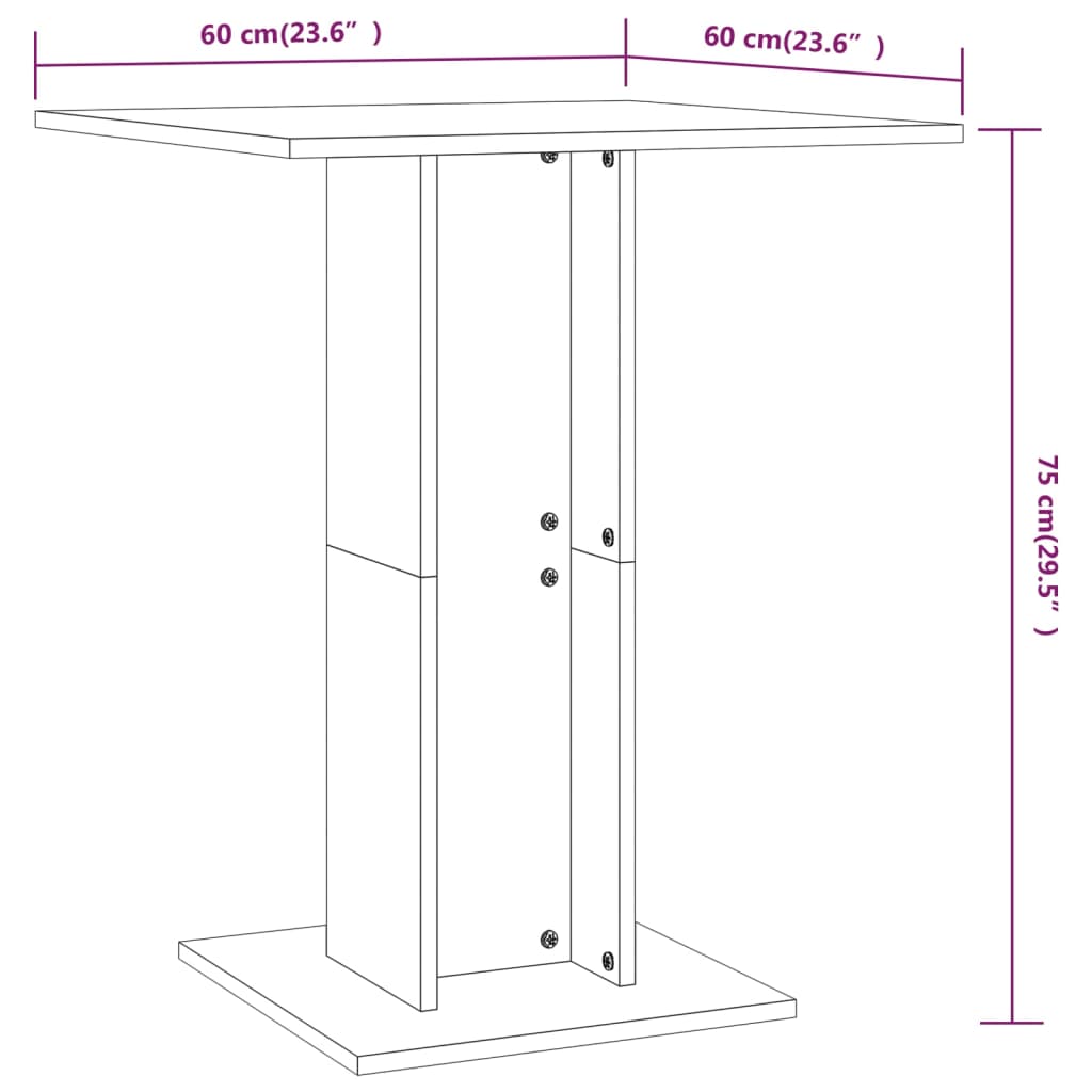 Bistrotisch Grau Sonoma 60x60x75 cm Holzwerkstoff