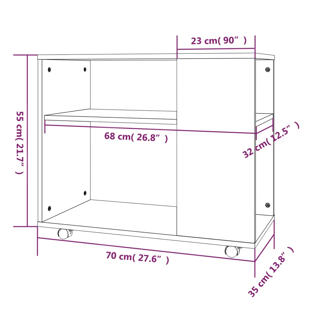 Beistelltisch Braun Eiche 70x35x55 cm Holzwerkstoff